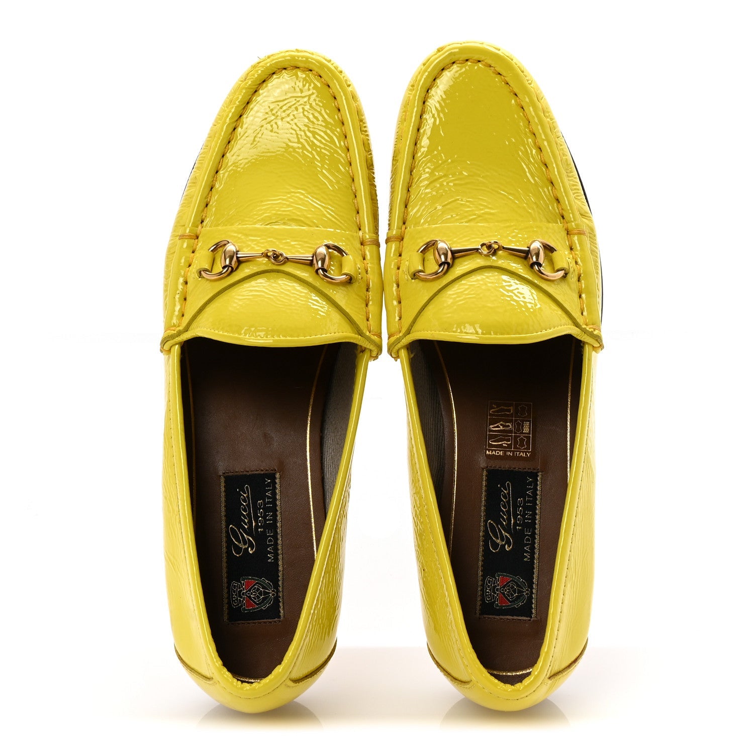 Gucci Vernice Naplack Womens 1953 Horsebit Loafers 36.5 Acid Lime