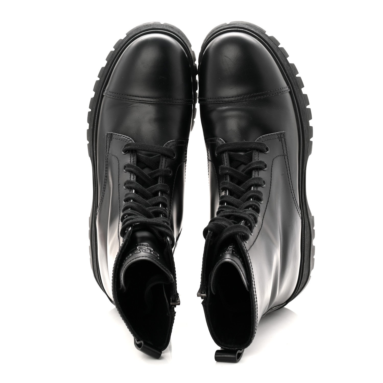 Prada Spazzolato Captoe 30mm Combat Boots 39 Black
