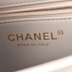Chanel Shiny Aged Calfskin Quilted Nano Kelly Shopper Light Grey