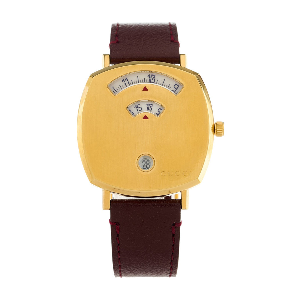 Gucci Stainless Steel Alligator 35mm Grip Quartz Watch Burgundy