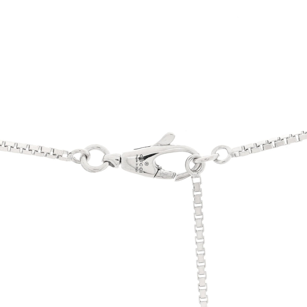 Gucci 18K White Gold Pink Tourmaline Link to Love Bar Necklace