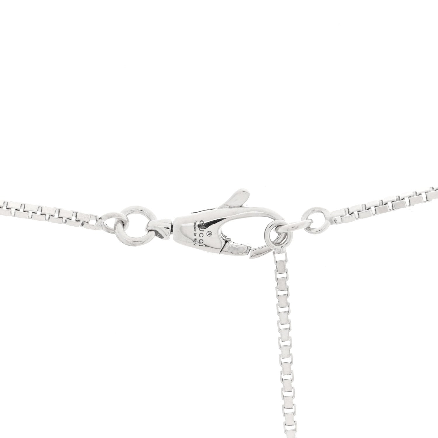 Gucci 18K White Gold Pink Tourmaline Link to Love Bar Necklace