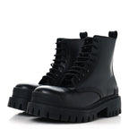 Balenciaga Calfskin Womens Strike 20mm Lace Up Boots 38 Black