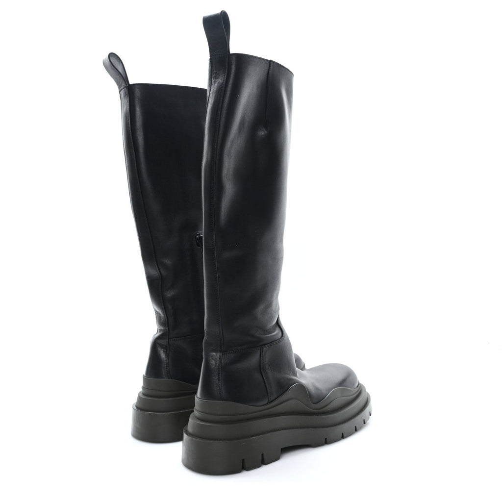 Bottega Veneta Calfskin The Tire High Boots 36 Black Camping