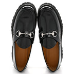Gucci Cordovan Lux Womens Horsebit 45mm Platform Loafers 39.5 Black