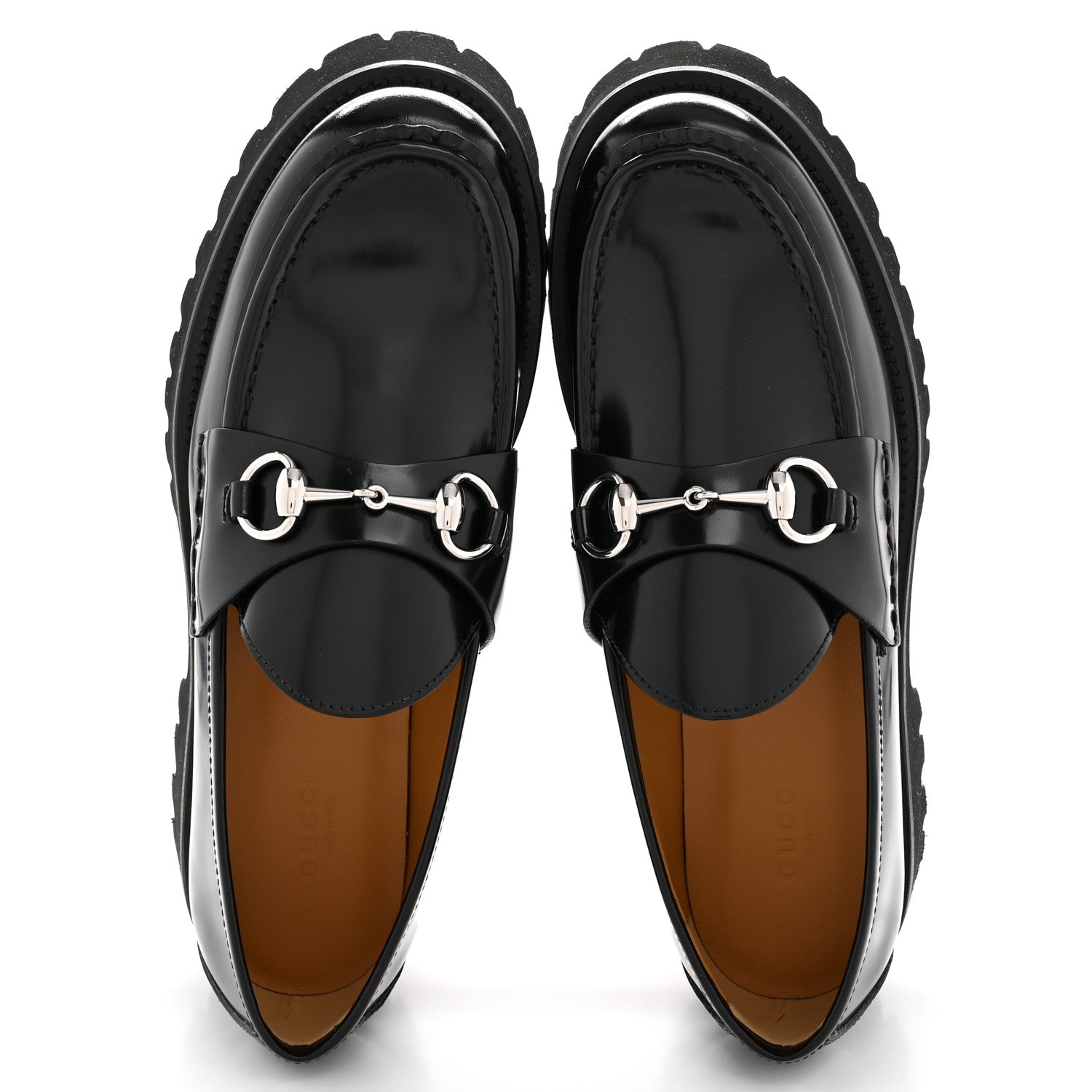 Gucci Cordovan Lux Womens Horsebit 45mm Platform Loafers 39.5 Black