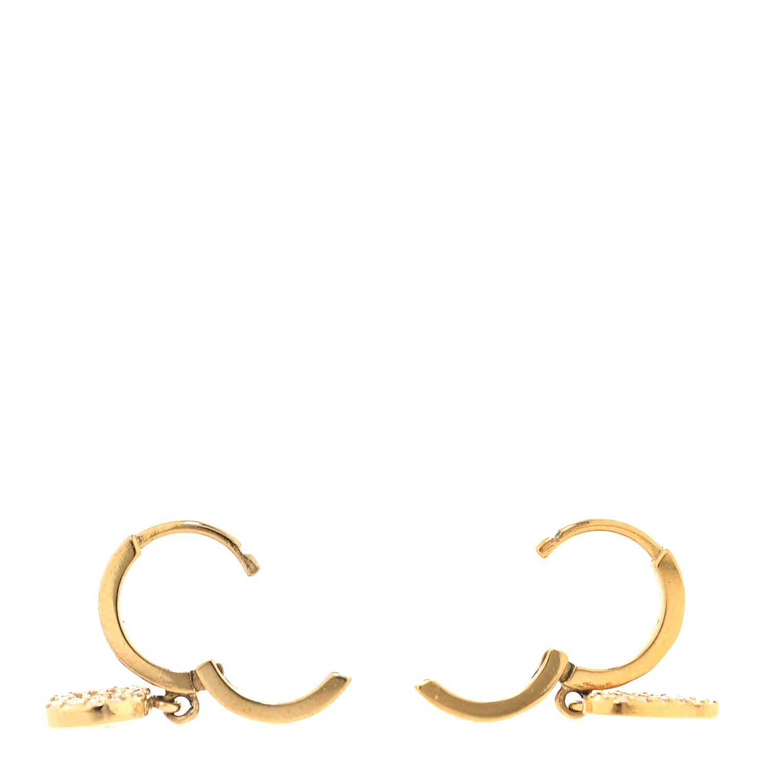 Christian Dior Crystal Heart Clair D Lune Hoop Drop Earrings Gold