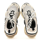 Balenciaga Fabric Mesh Womens Triple S Sneakers 36 Beige Black