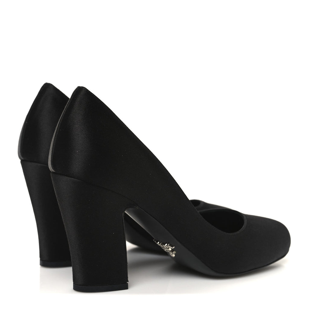 Prada Satin Block Heel Pump 36 Black