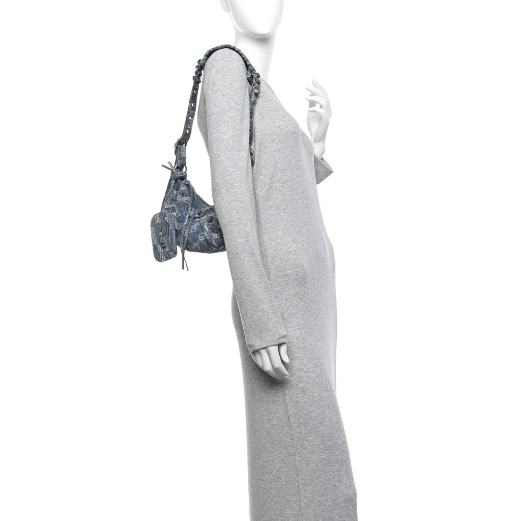 Balenciaga Denim BB Monogram Le Cagole Shoulder Bag XS Blue