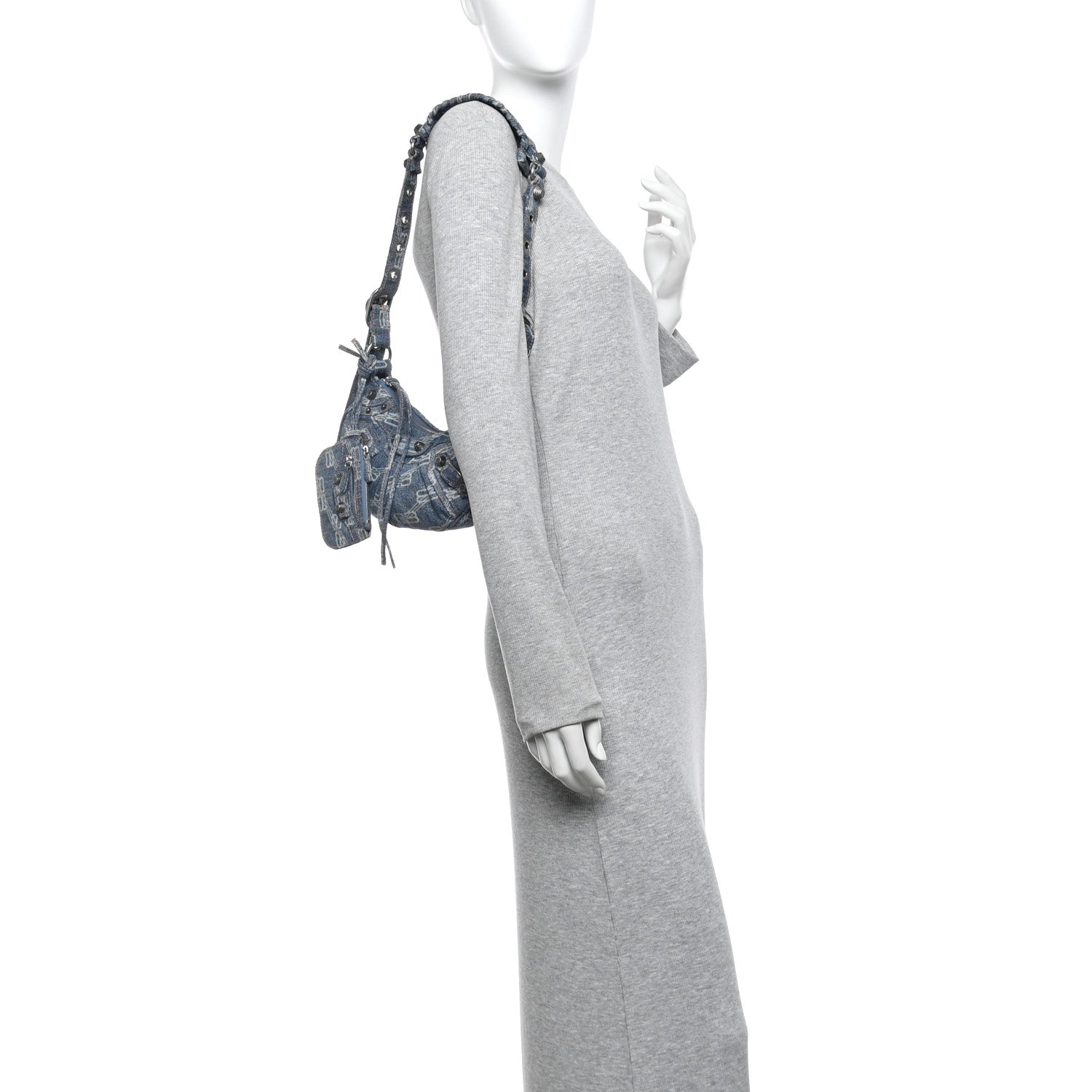 Balenciaga Denim BB Monogram Le Cagole Shoulder Bag XS Blue