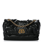 Balenciaga Arena Calfskin Medium Monaco Chain Shoulder Bag Black