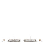 Chanel Metal Square CC Earrings Silver