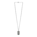 Chanel Metal Crystal Ruthenium Dog Tag Charm Necklace Black