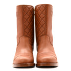 Chanel Calfskin CC Logo Mid Calf Boots 39 Brown