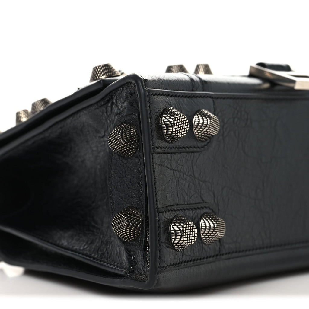 Balenciaga Arena Lambskin Medium Hourglass X Le Cagole Top Handle Bag Black