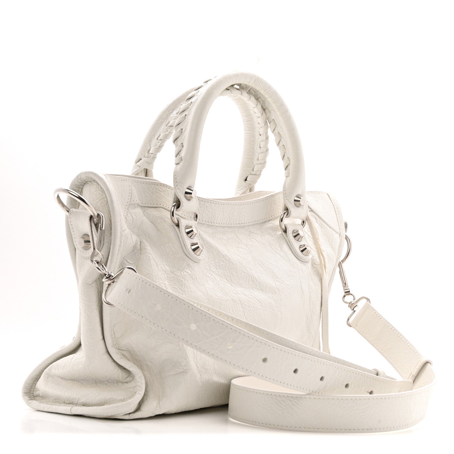 Balenciaga Arena Storico Classic Silver Hardware Small Le City  Optic White