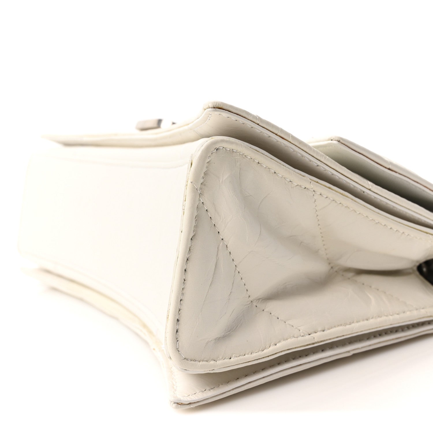 Balenciaga Crushed Calfskin Quilted Small Crush Chain Bag Optic White