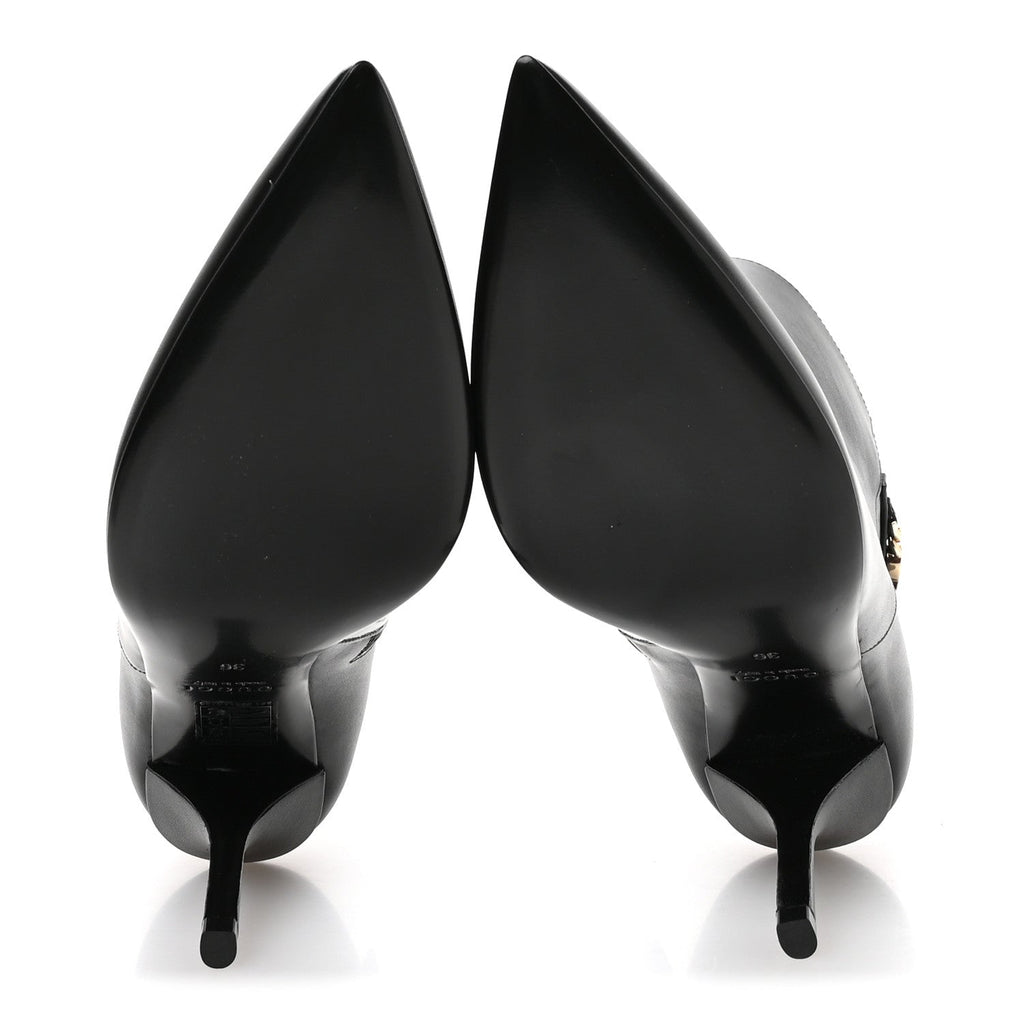 Gucci Calfskin Signoria Ankle Boots 36 Black