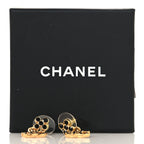 Chanel Crystal CC Drop Earrings Gold Black