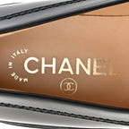 Chanel Shiny Calfskin Logo Loafers 39 Black
