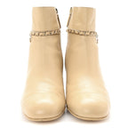 Chanel Calfskin Cap Toe Chain Short Boots 41 Beige