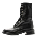 Chanel Calfskin Lace Up Combat Boots  39.5 Black