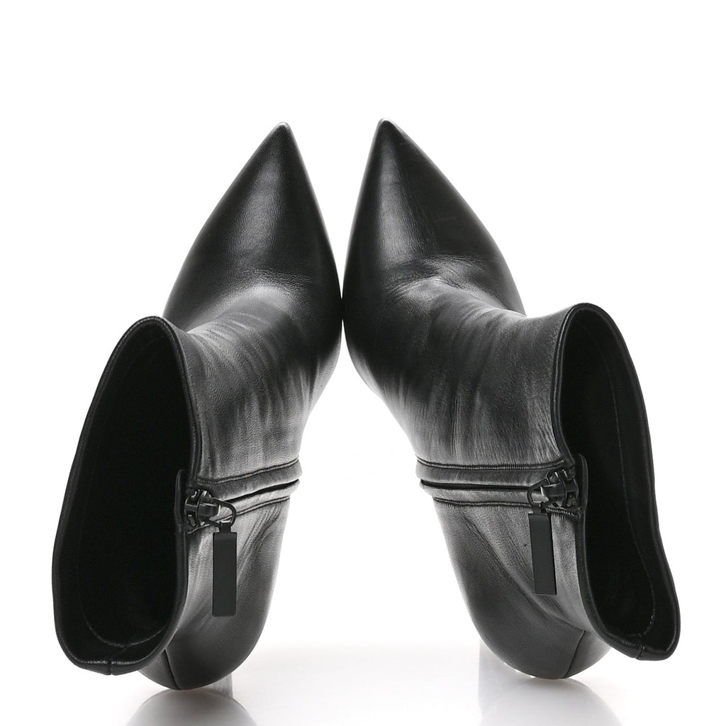 Saint Laurent Calfskin Opyum Ankle Boots 40 Black