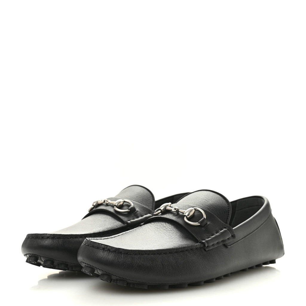 Gucci Soft Clove Calfskin Mens Horsebit Driver Loafers 9 Black