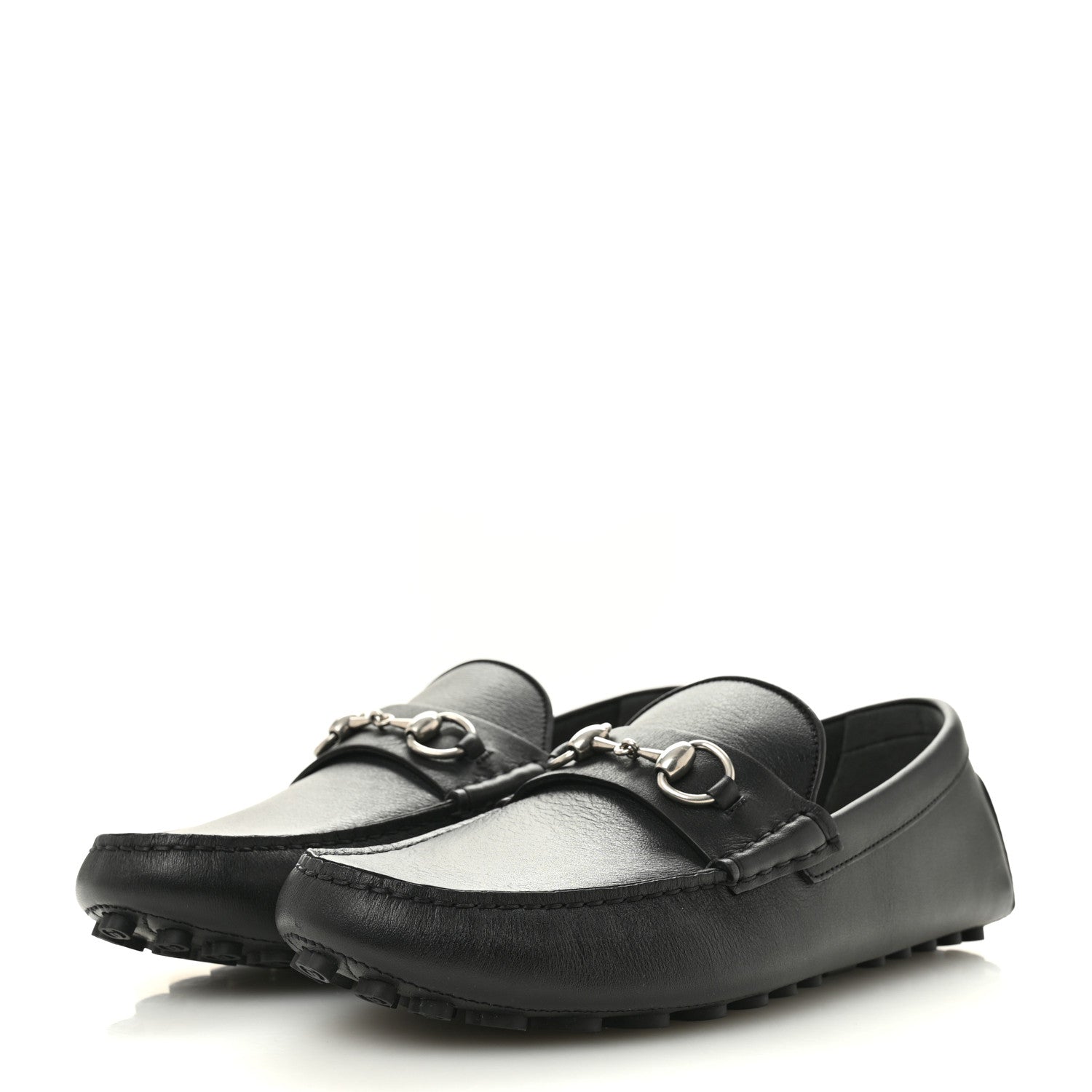 Gucci Soft Clove Calfskin Mens Horsebit Driver Loafers 9 Black