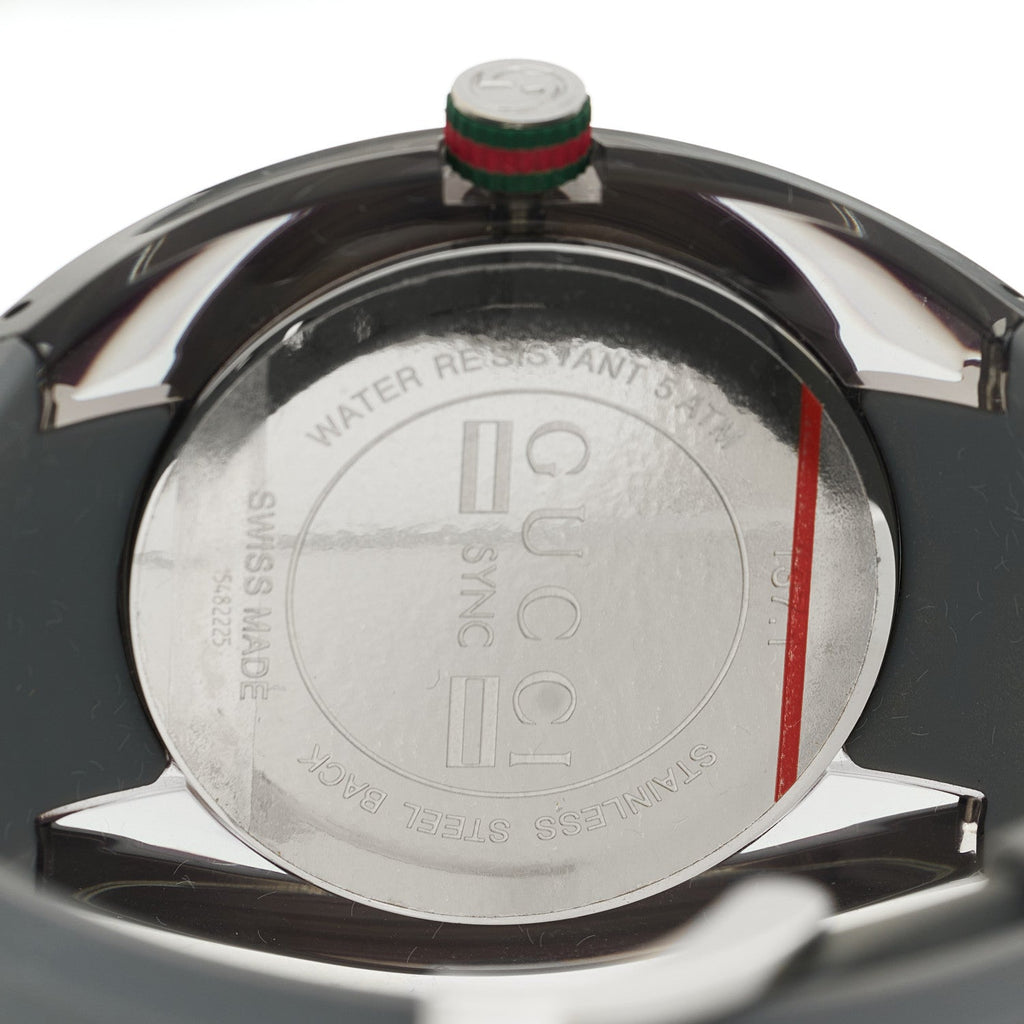 Gucci Stainless Steel Rubber 46mm Sync Web Quartz Watch Grey