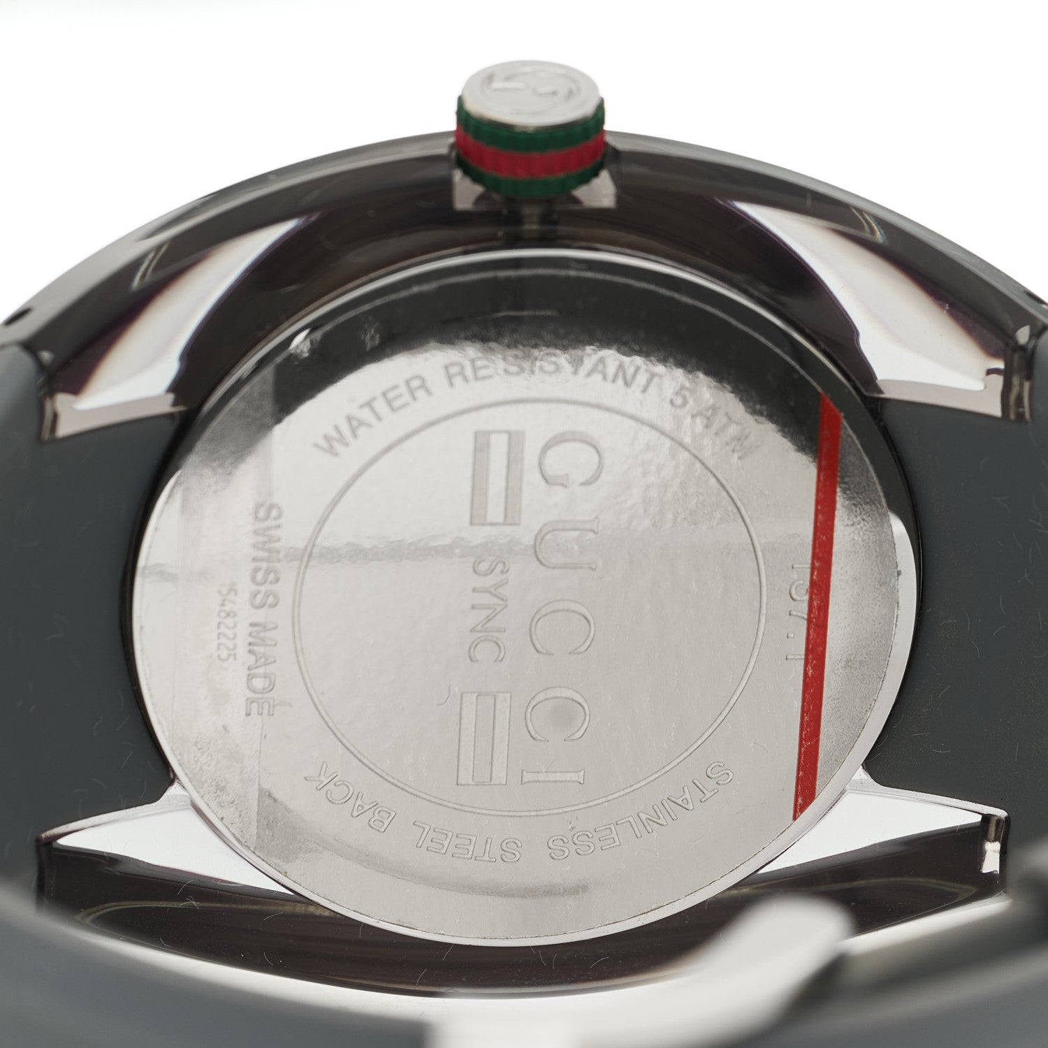 Gucci Stainless Steel Rubber 46mm Sync Web Quartz Watch Grey