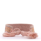 Christian Dior Woven Cotton Crystal Embroidered J'Adior Friendship Bracelet Pink
