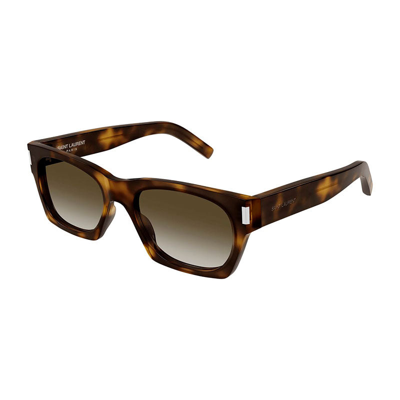 Saint Laurent Sunglasses Square Full Rim, Transparent Frame and Green Lens SL402008
