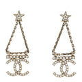 Chanel Crystal Star Drop CC Earrings Gold