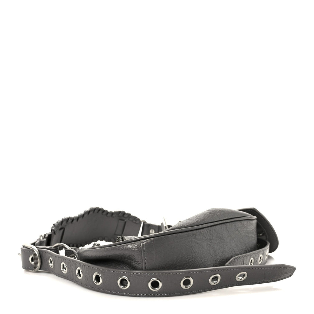 Balenciaga Agneau Arena Le Cagole Shoulder Bag XS Dark Grey