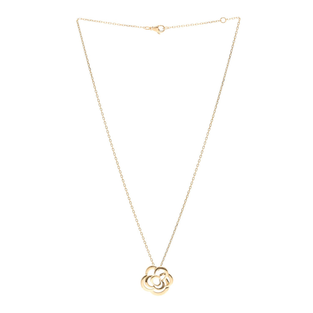 Chanel 18K Yellow Gold Fil de Camelia Pendant Necklace