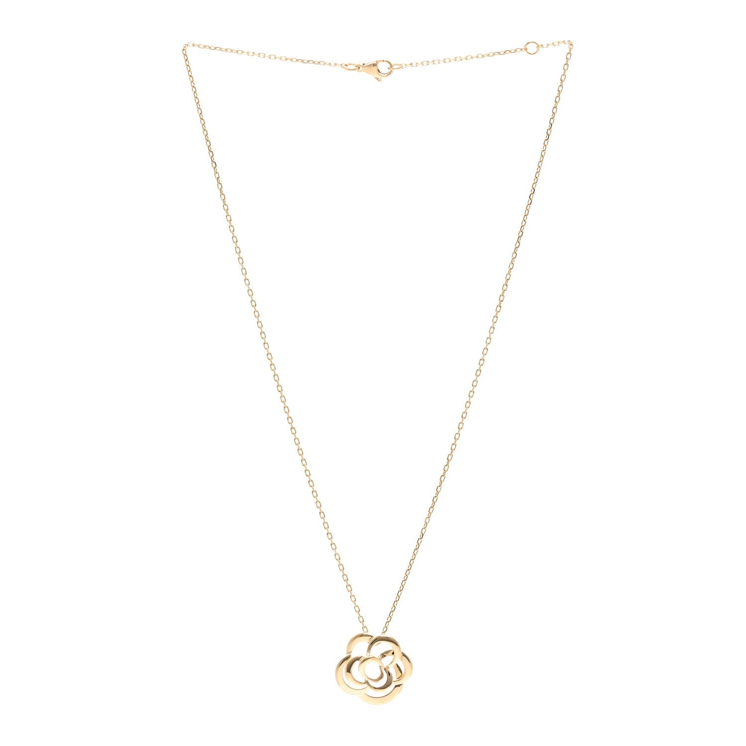 Chanel 18K Yellow Gold Fil de Camelia Pendant Necklace