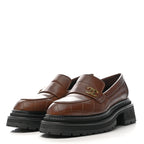 Chanel Calfskin Quilted CC Mocassin Loafers 36 Brown