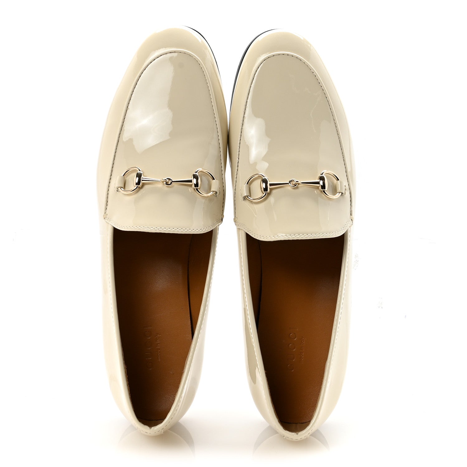 Gucci Patent Womens Jordaan Loafers 40 Mystic White