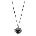 Chanel Resin Crystal Lambskin Ball Mirror Necklace Black Silver