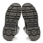 Chanel Calfskin CC Lace Up Combat Boots 39 Gray