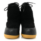 Chanel Tweed Shearling Sheepskin Drawstring Snow Ankle Boots 36 Black