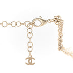 Chanel Strass Crystal Studded Pearl CC Choker Necklace Gold Pearly White