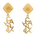 Chanel CC Logo Drop Earrings Gold