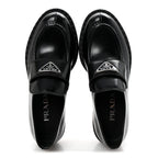 Prada Spazzolato Metal Triangle Logo 50mm Loafers 36.5 Black