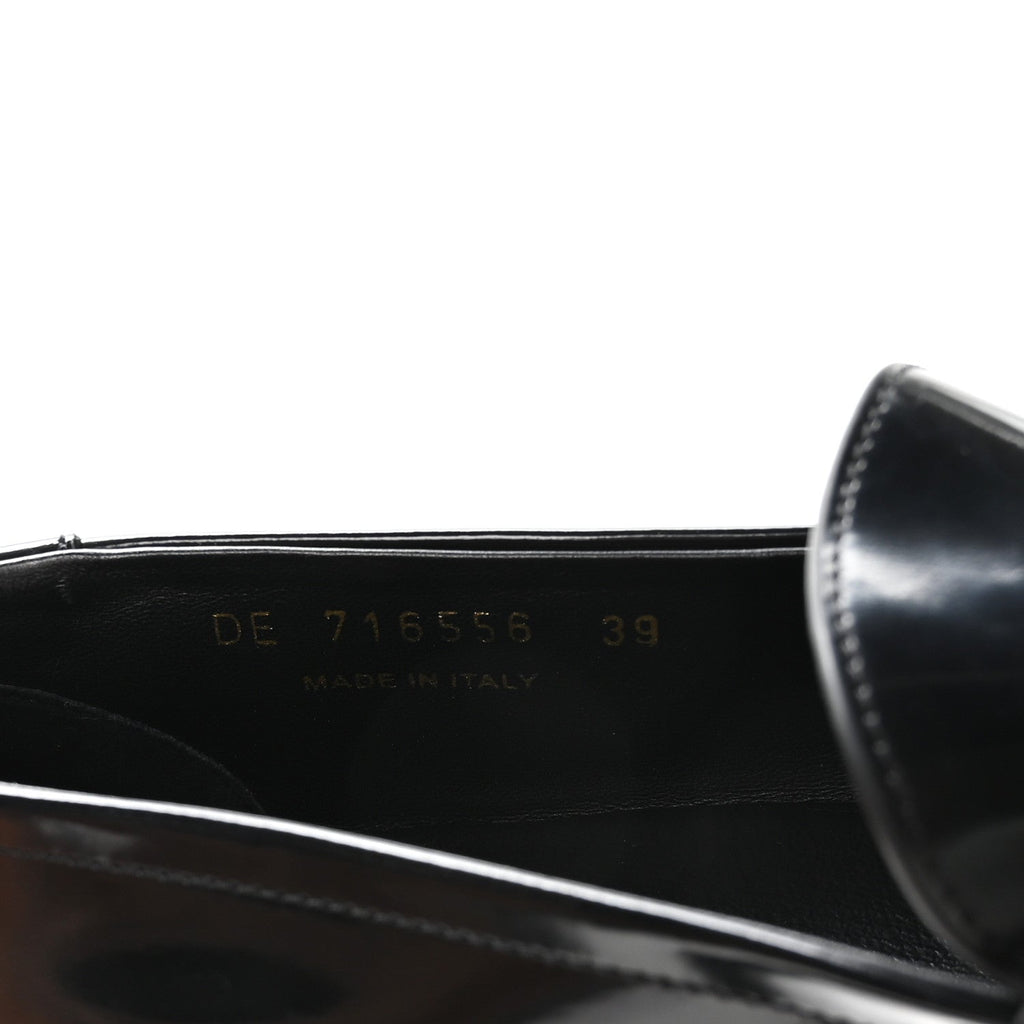 Saint Laurent Glazed Calfskin Le Loafer 15 Penny Slippers 39 Black