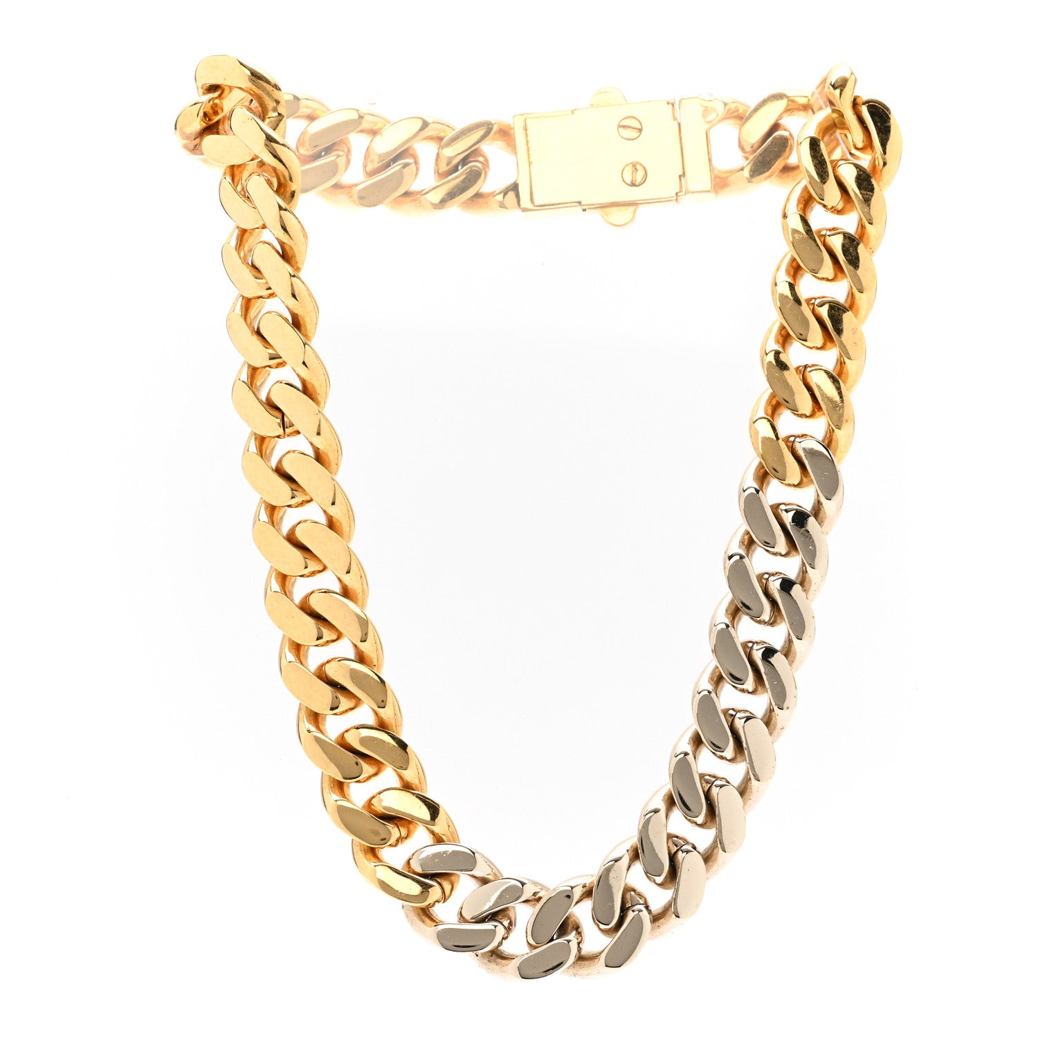 Saint Laurent Metal Curb Chain Necklace Gold Silver