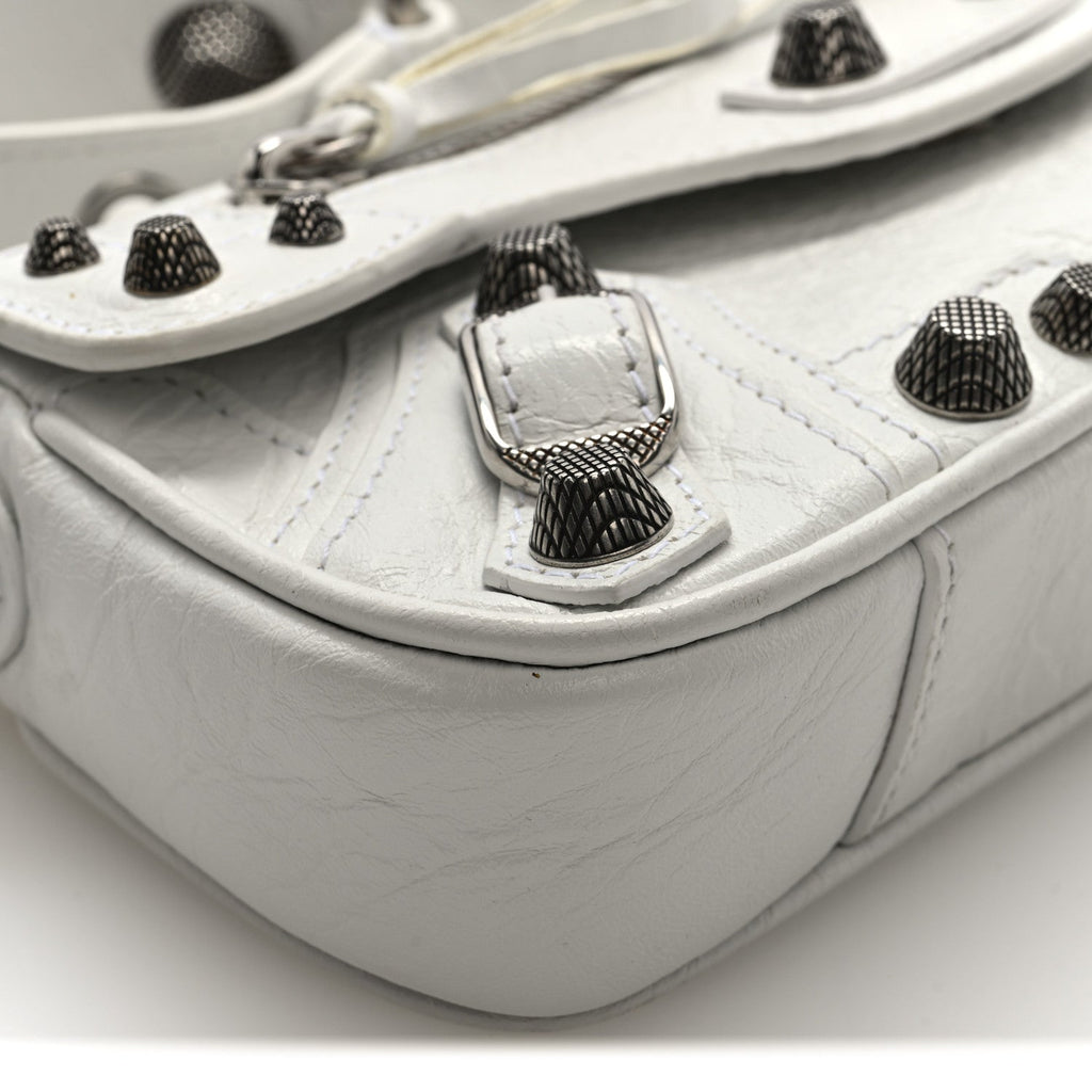 Balenciaga Agneau Arena Le Cagole Sling Bag XS Optic White