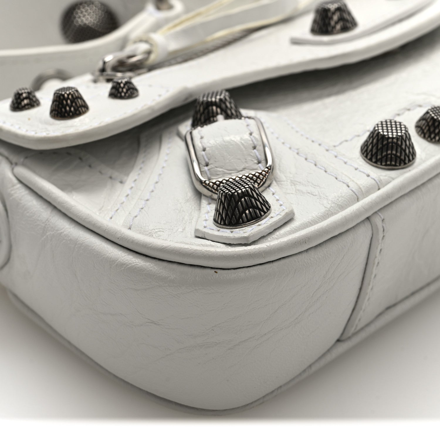 Balenciaga Agneau Arena Le Cagole Sling Bag XS Optic White